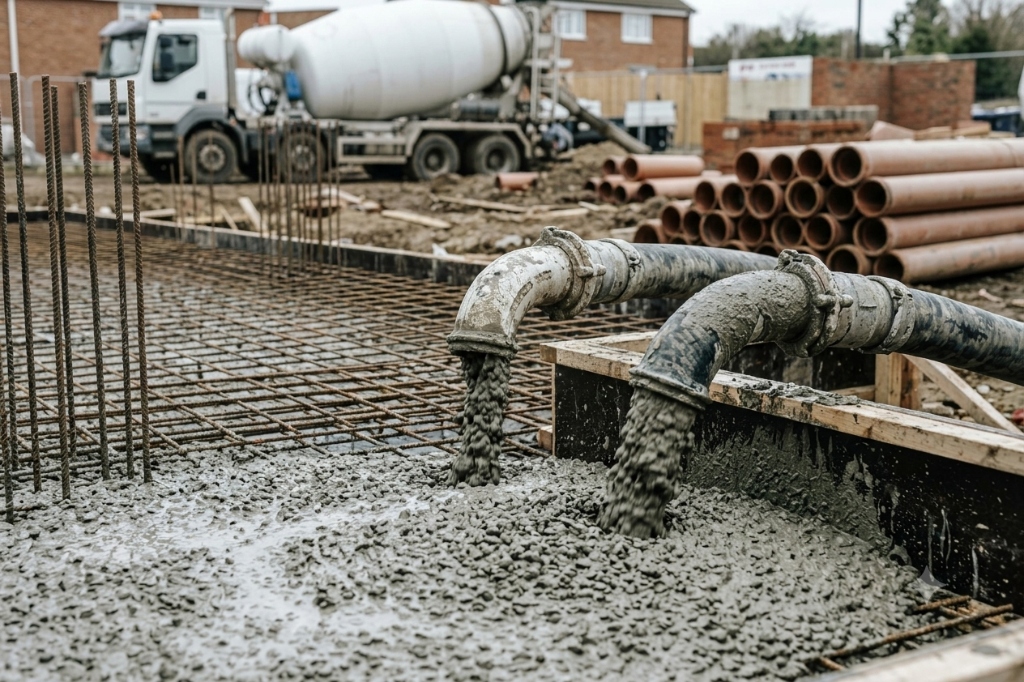 On-site concrete pouring and pump operations in Hemel Hempstead